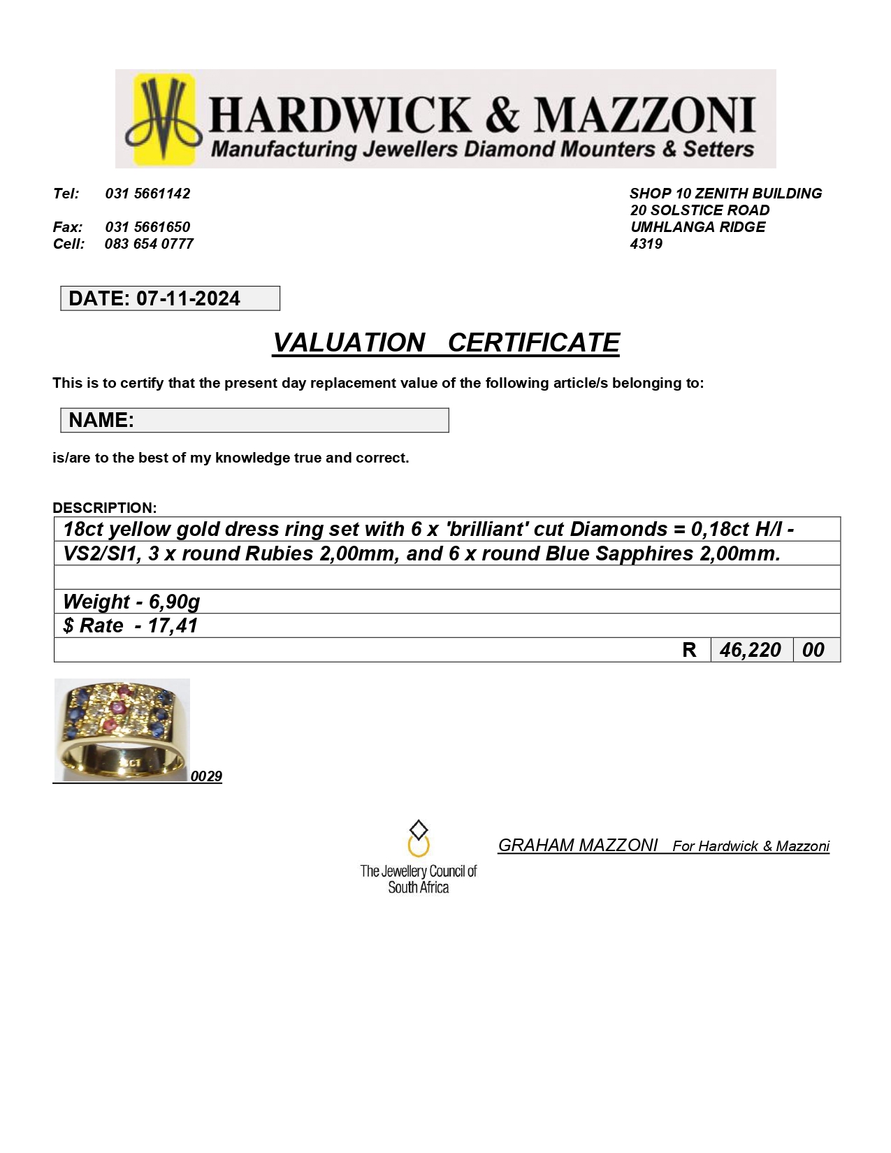 18ct Diamond Ruby & Sapphire Ring - Image 4