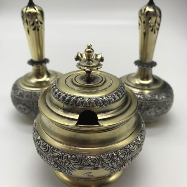 Victorian (London 1869) Silver Gilt Cruet Set