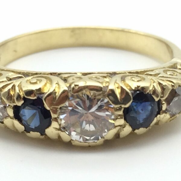 Vintage 18ct Gold, Diamond and Sapphire Dress Ring