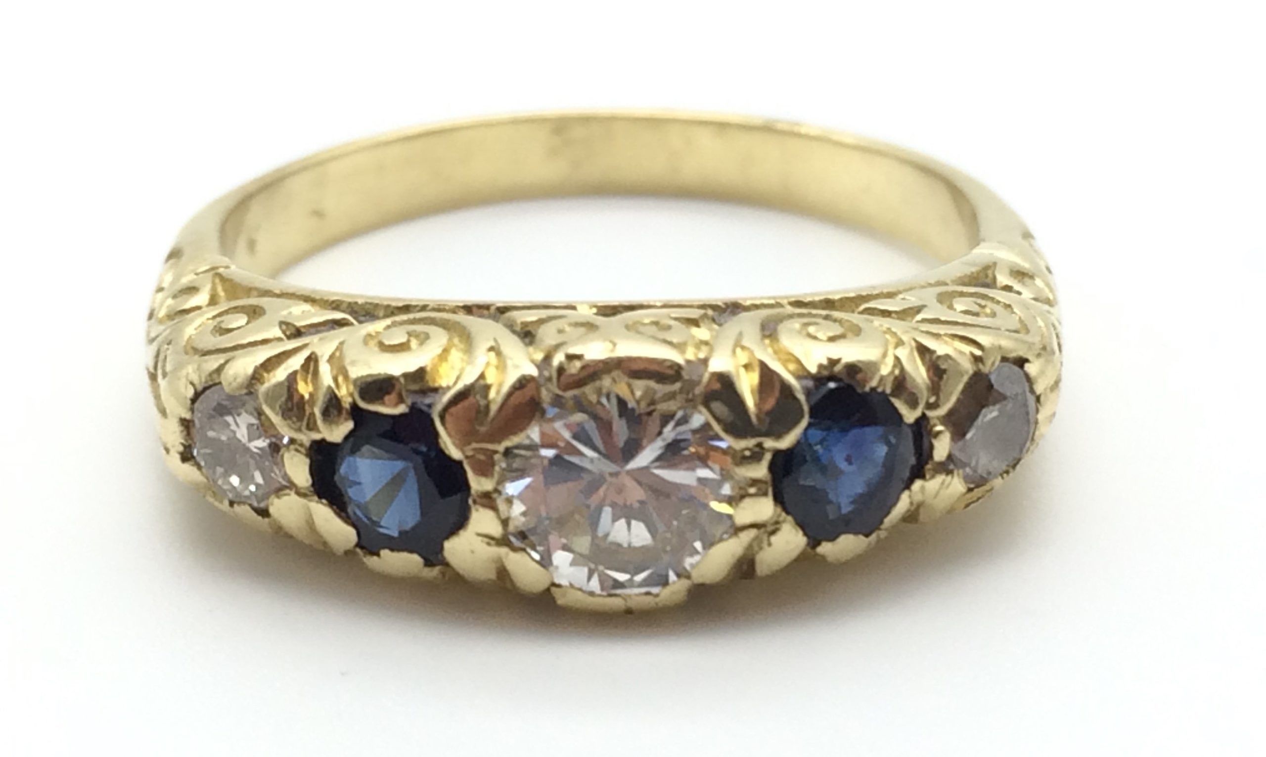 Vintage 18ct Gold, Diamond and Sapphire Dress Ring