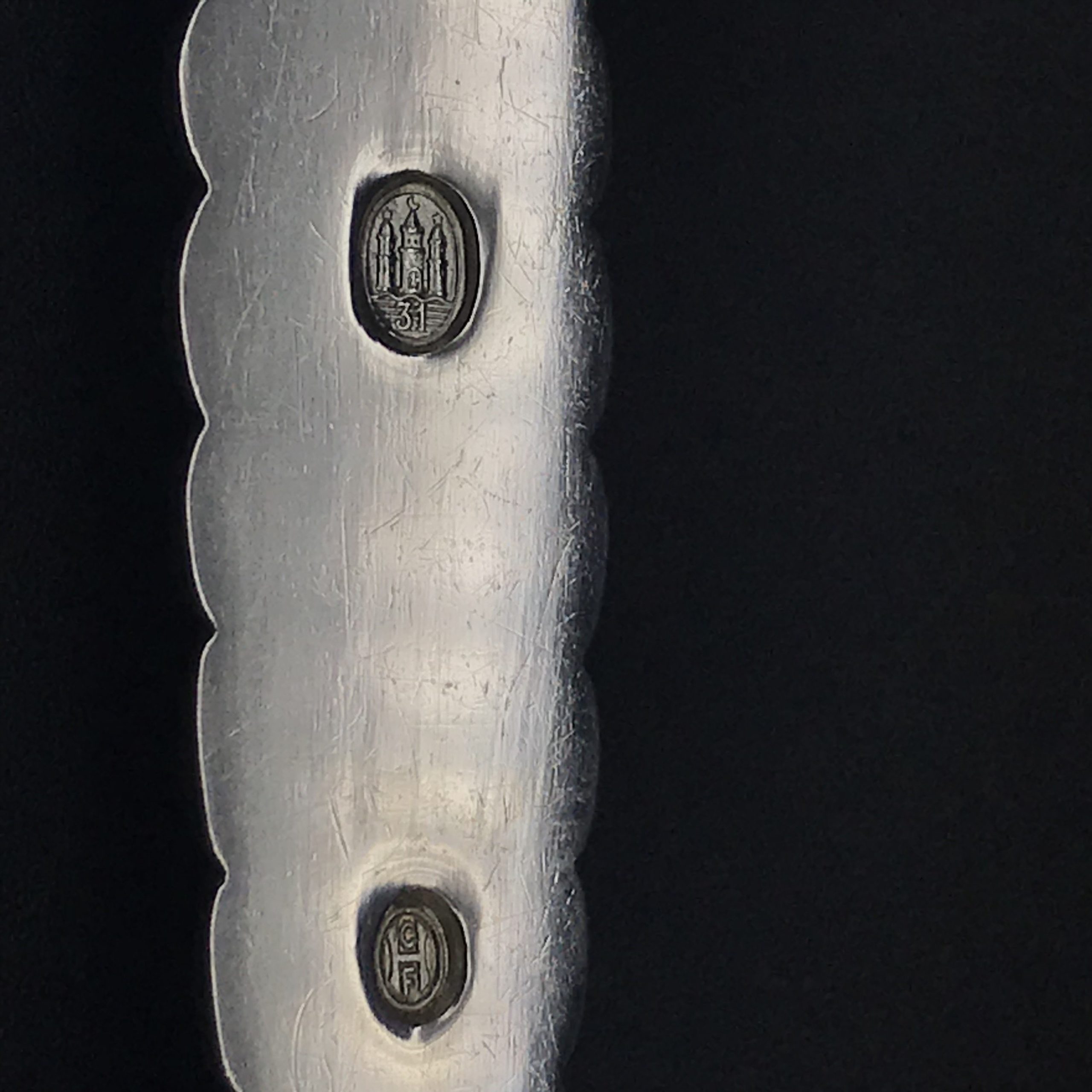 Large Danish Solid Silver Serving Spoon (Christian F. Heise)