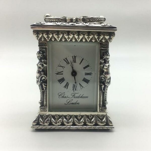 Rare Sterling Silver 8 day Miniature Carriage Clock