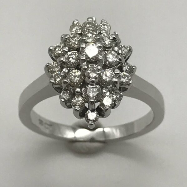 18ct White Gold and Diamond Cluster Ring