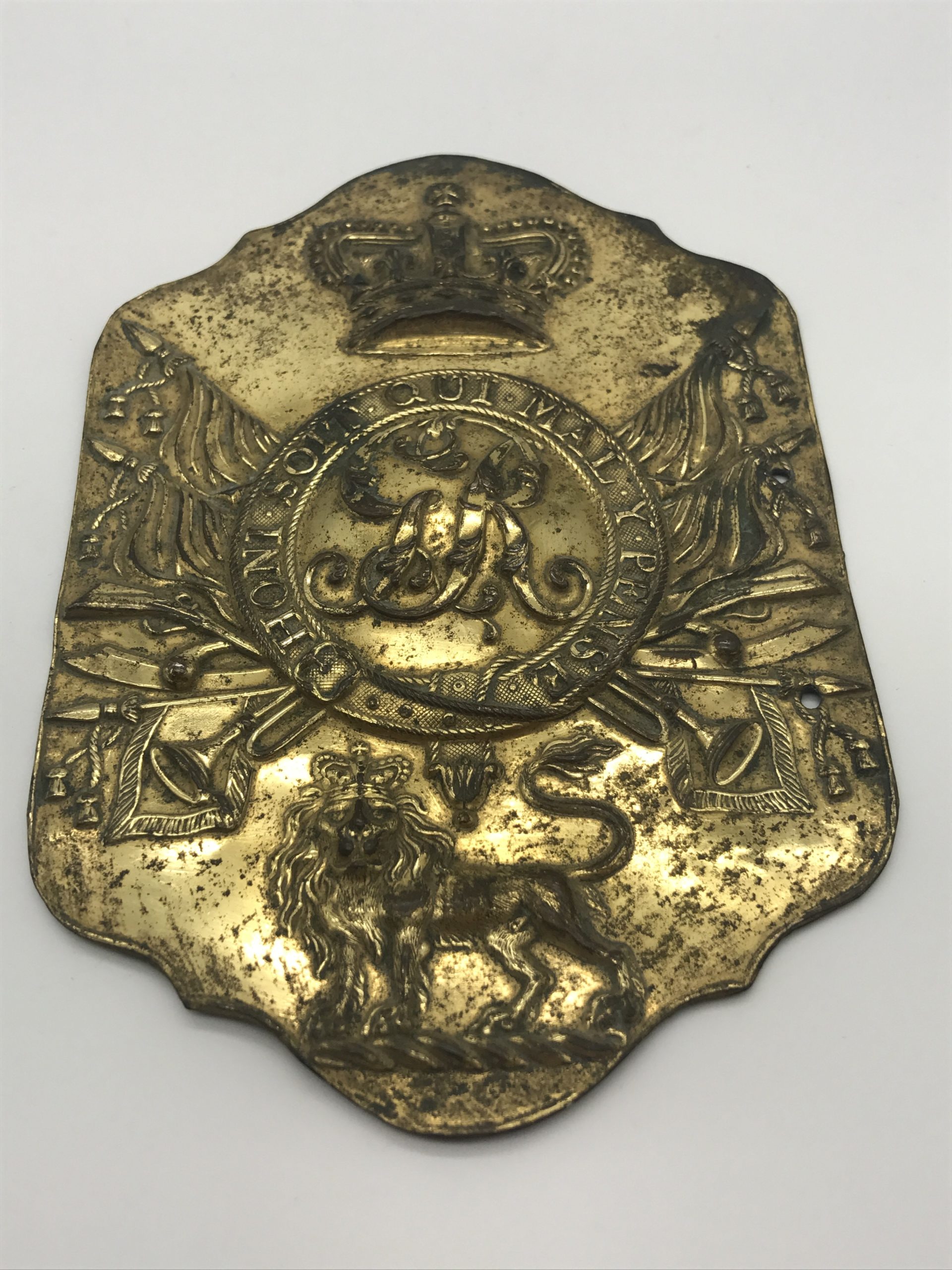 Rare British Army Brass Stove Pipe Shako Plate