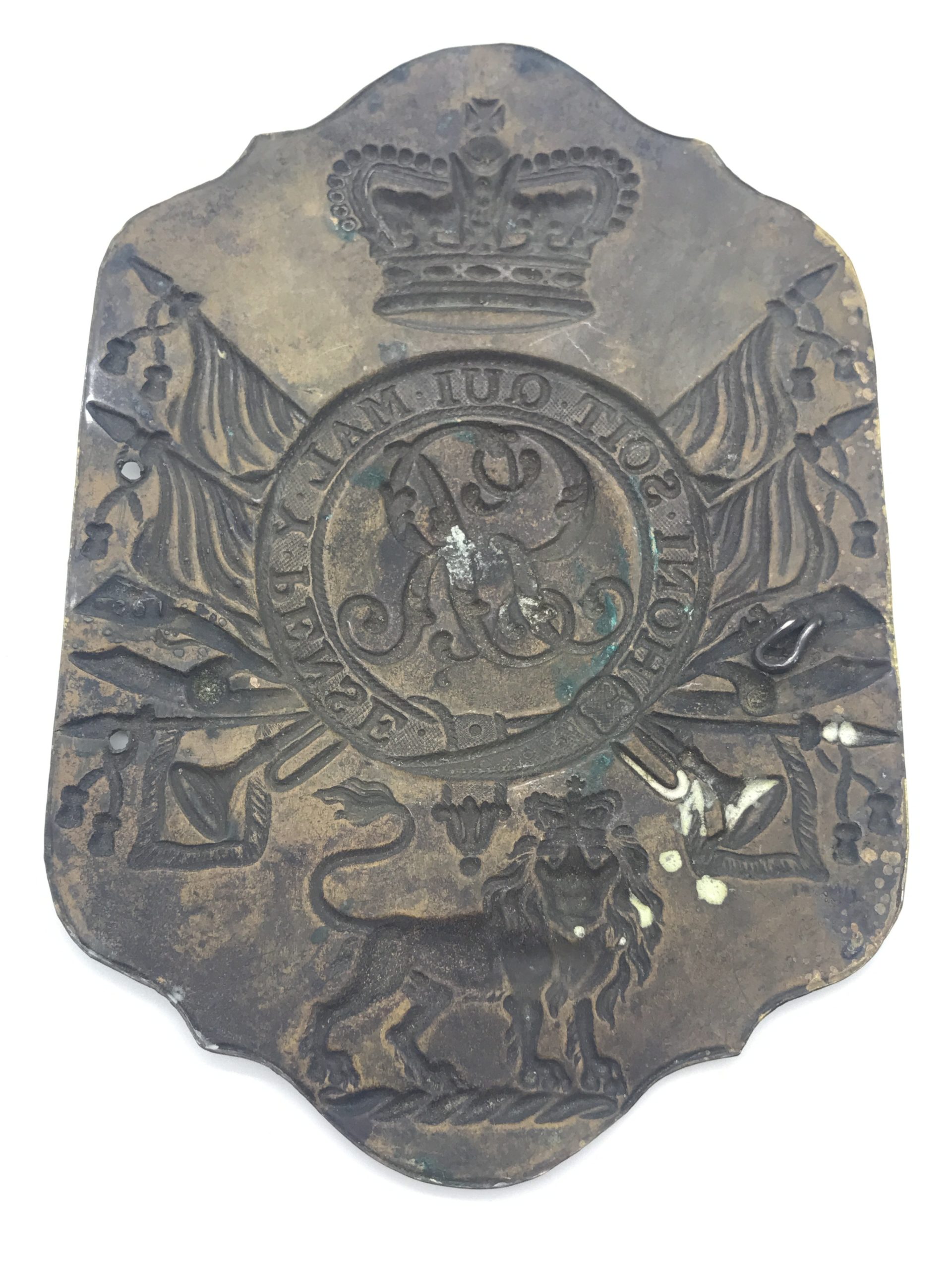 Rare British Army Brass Stove Pipe Shako Plate