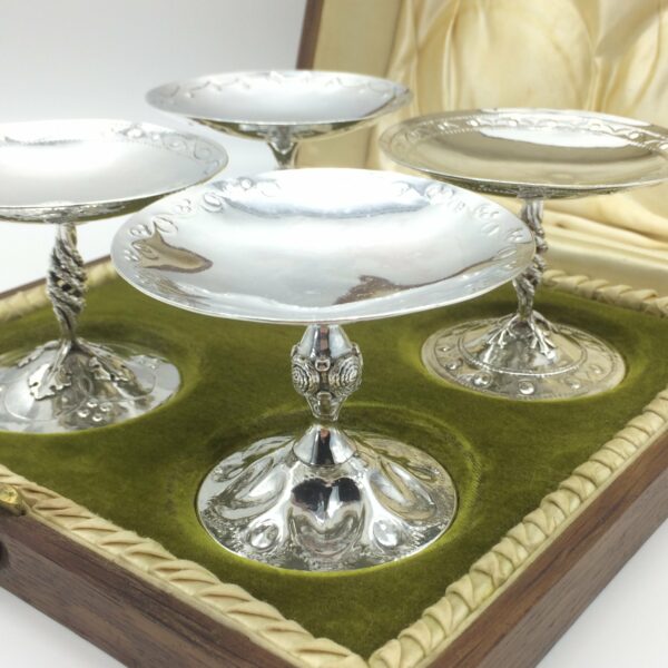 Victorian Boxed Set of 4 Sterling Silver Comports