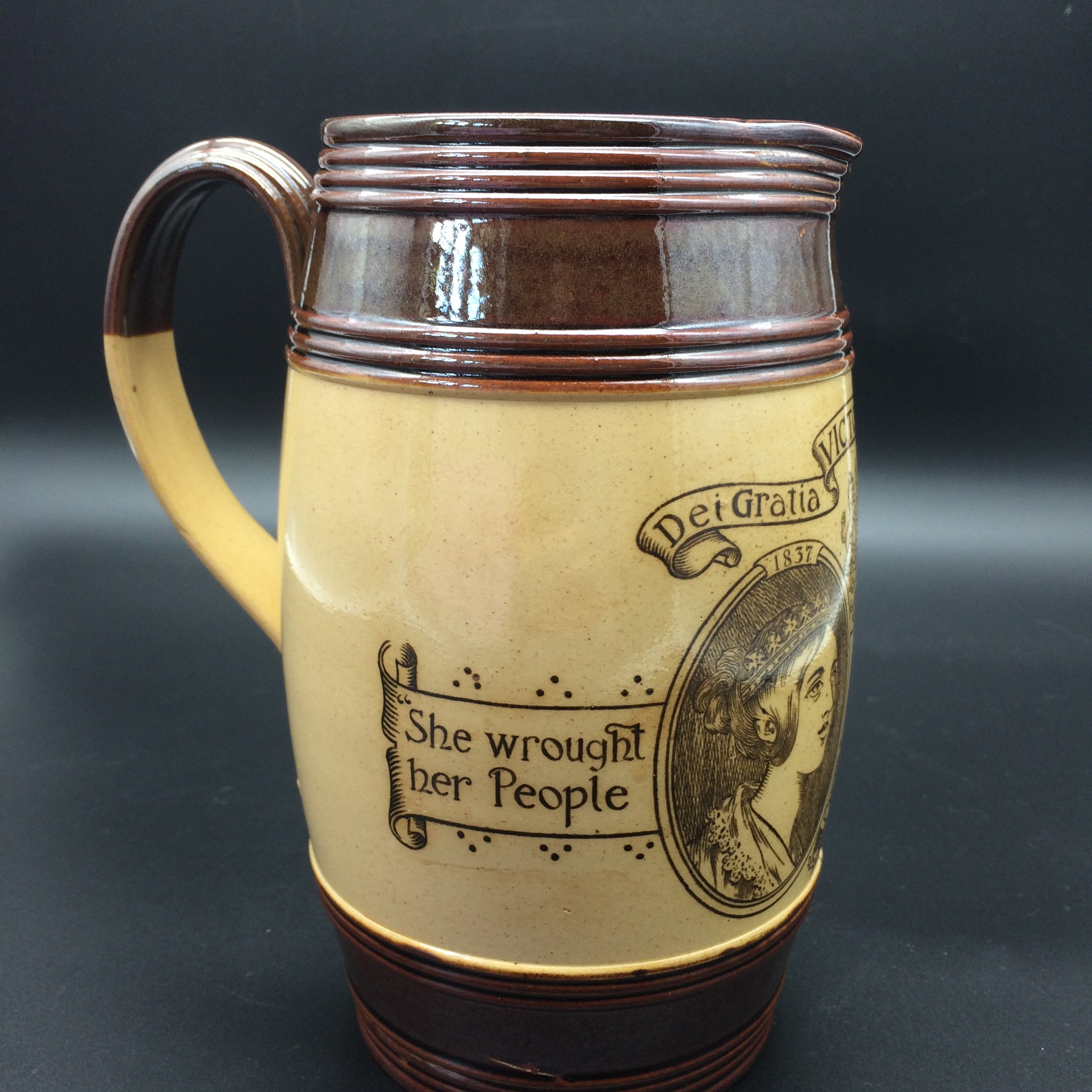 Victorian ‘Doulton Lambeth’ Queen Victoria 1897 Jubilee Jug