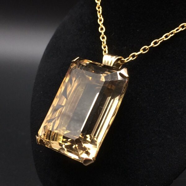 Exquisite Large Vintage 9ct Gold & Smokey Quartz (+-230ct) Pendant