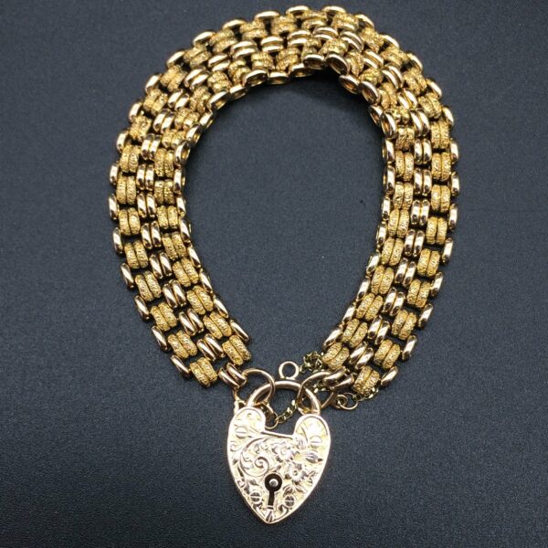 Victorian Rose Gold Fancy Link Padlocked Bracelet