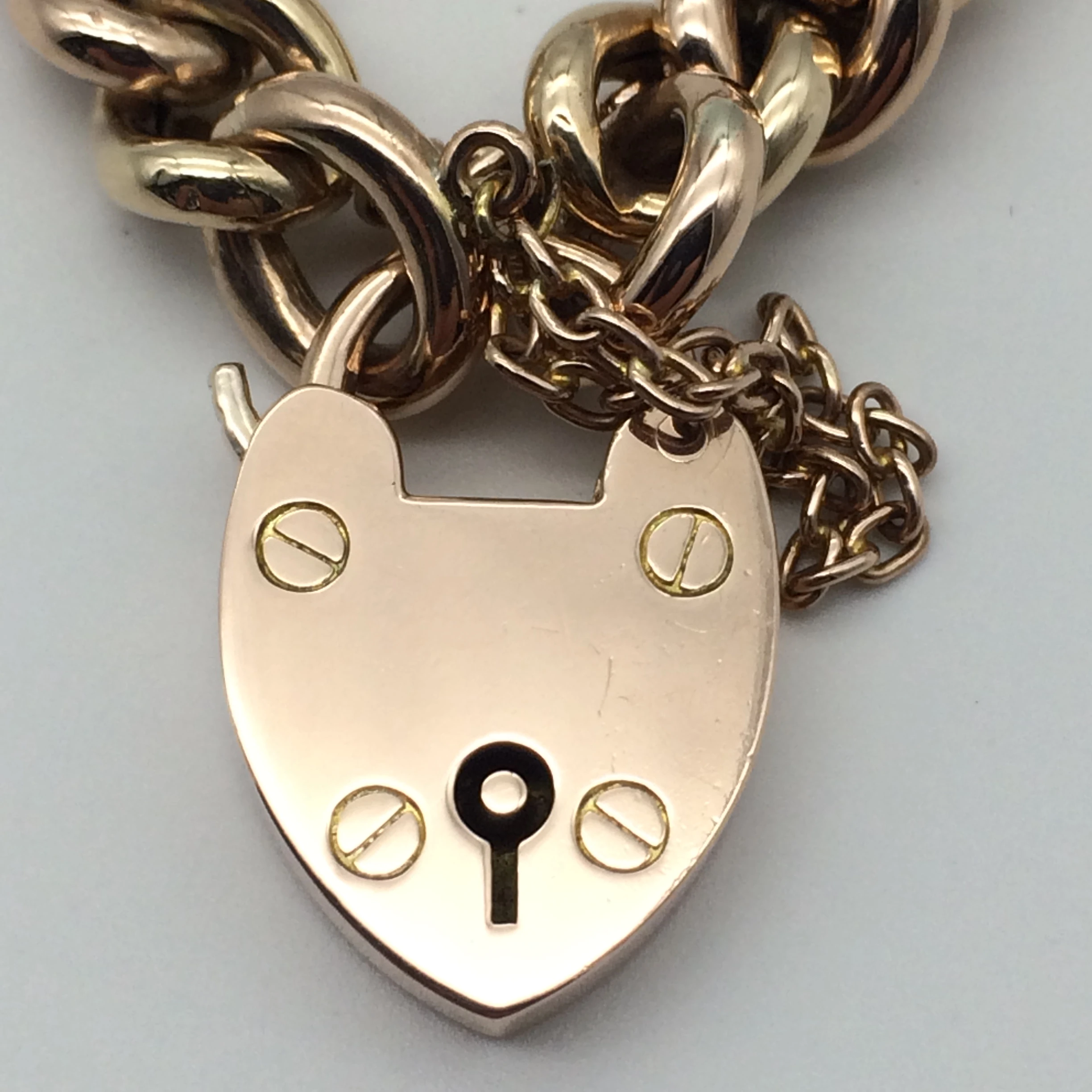Antique 9ct Rose Gold Padlocked Bracelet