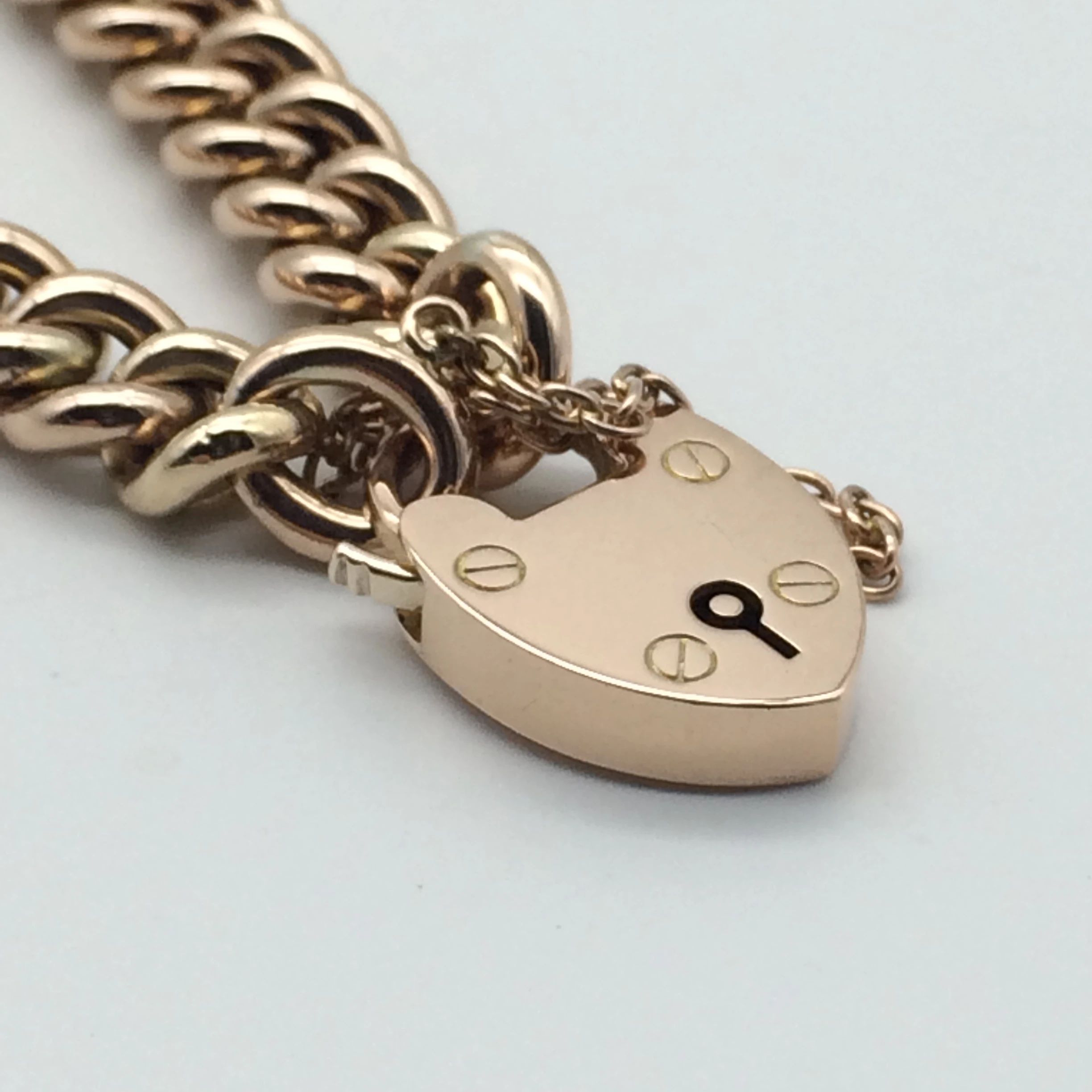 Antique 9ct Rose Gold Padlocked Bracelet