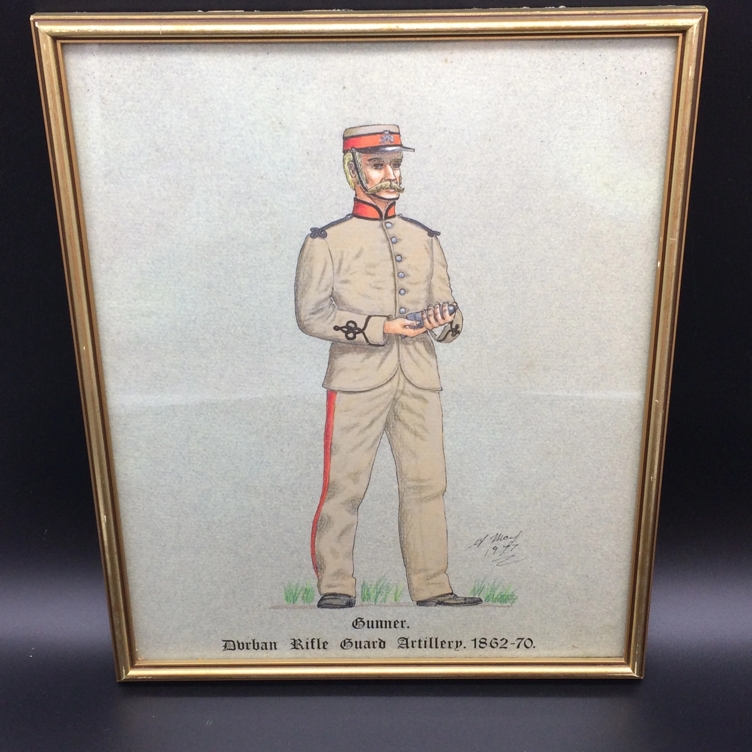 Original Andy May (1936-2016) Drawing/Illustration ‘Durban Rifle Guard Artillery 1862-1870’