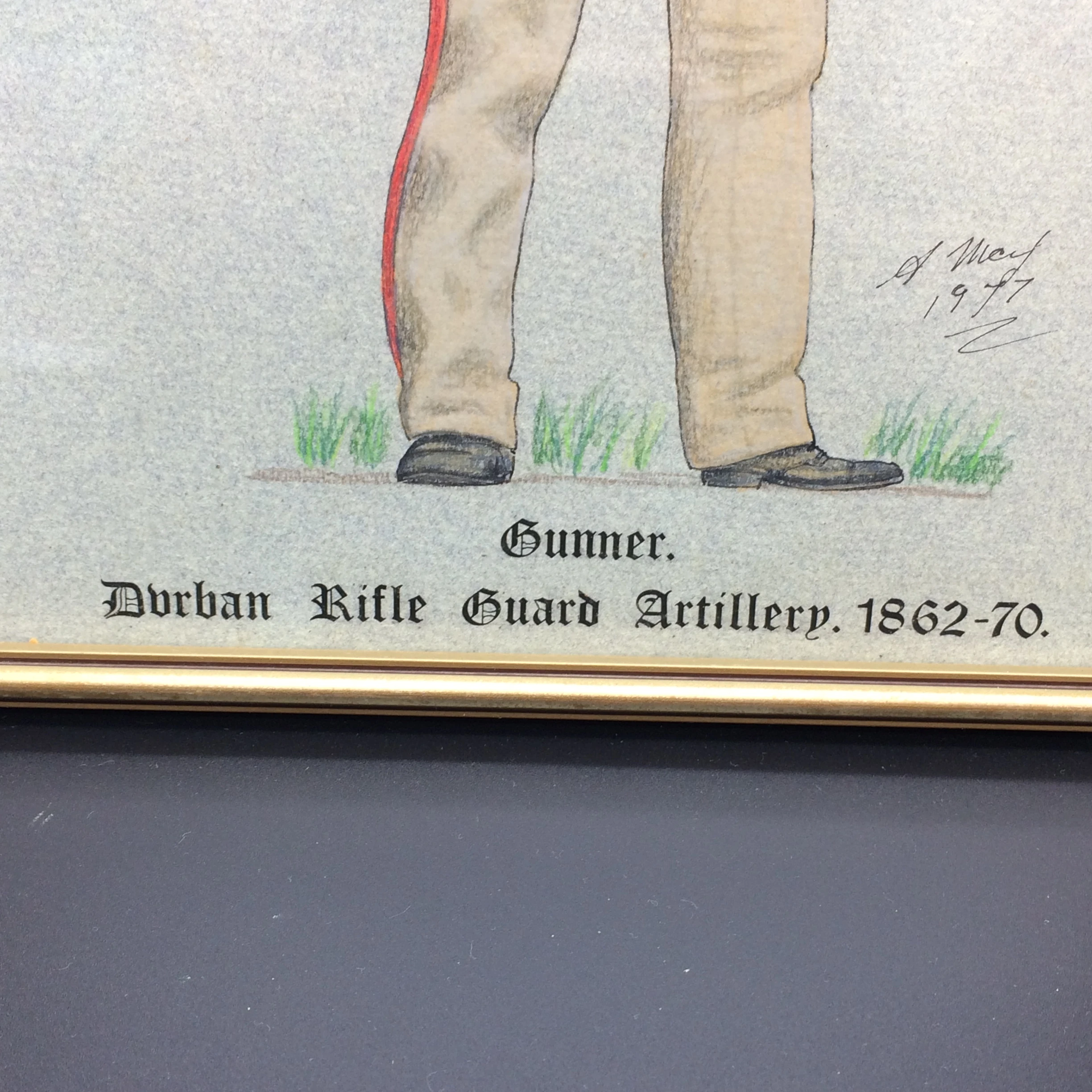 Original Andy May (1936-2016) Drawing/Illustration ‘Durban Rifle Guard Artillery 1862-1870’