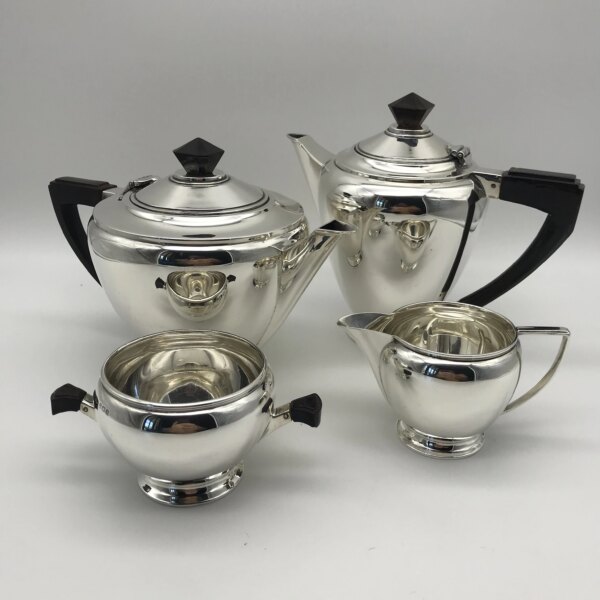 Stunning Sterling Silver Art Deco 4 Piece Tea & Coffee Service