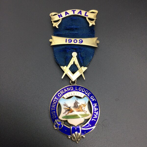 Antique Silver Gilt & Enamel ‘Lodge of Natal’ Masonic Medal