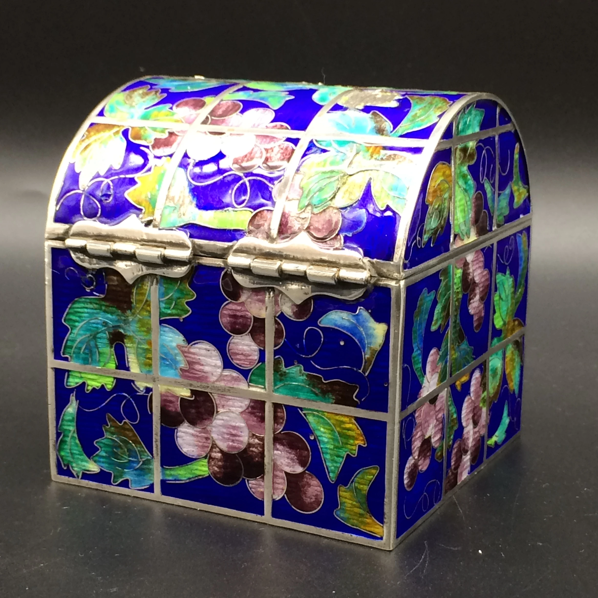 Exciting Korean Solid Silver Enamel/Cloisonné Jewellery Box