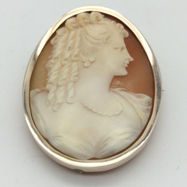 Signed Vintage Rose Gold Cameo Brooch (C.1945)