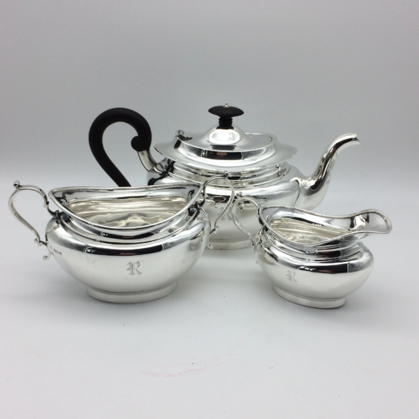 Elegant Solid Silver Three-Piece Tea Set