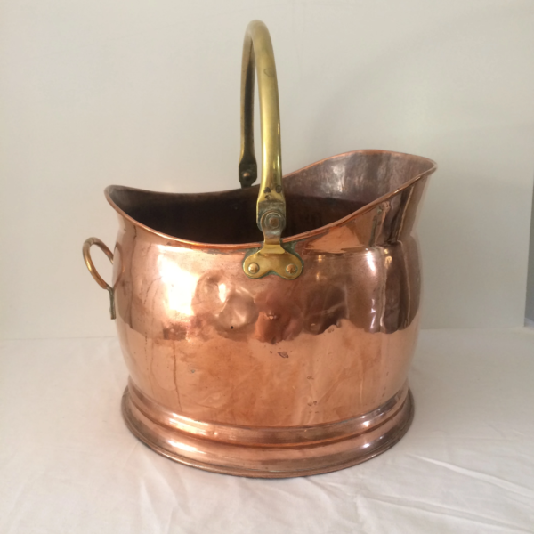 Antique Copper & Brass ‘Helmet’ Coal Scuttle Bucket