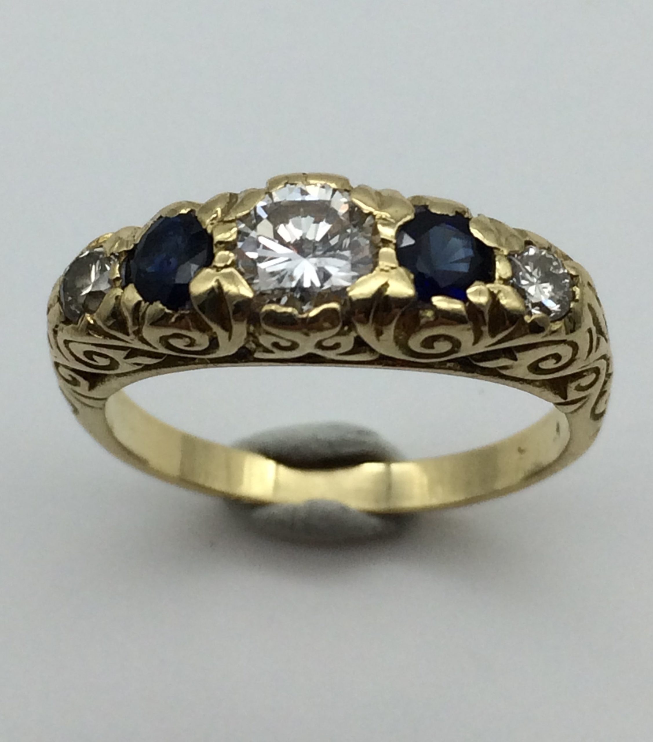 Vintage 18ct Gold, Diamond and Sapphire Dress Ring