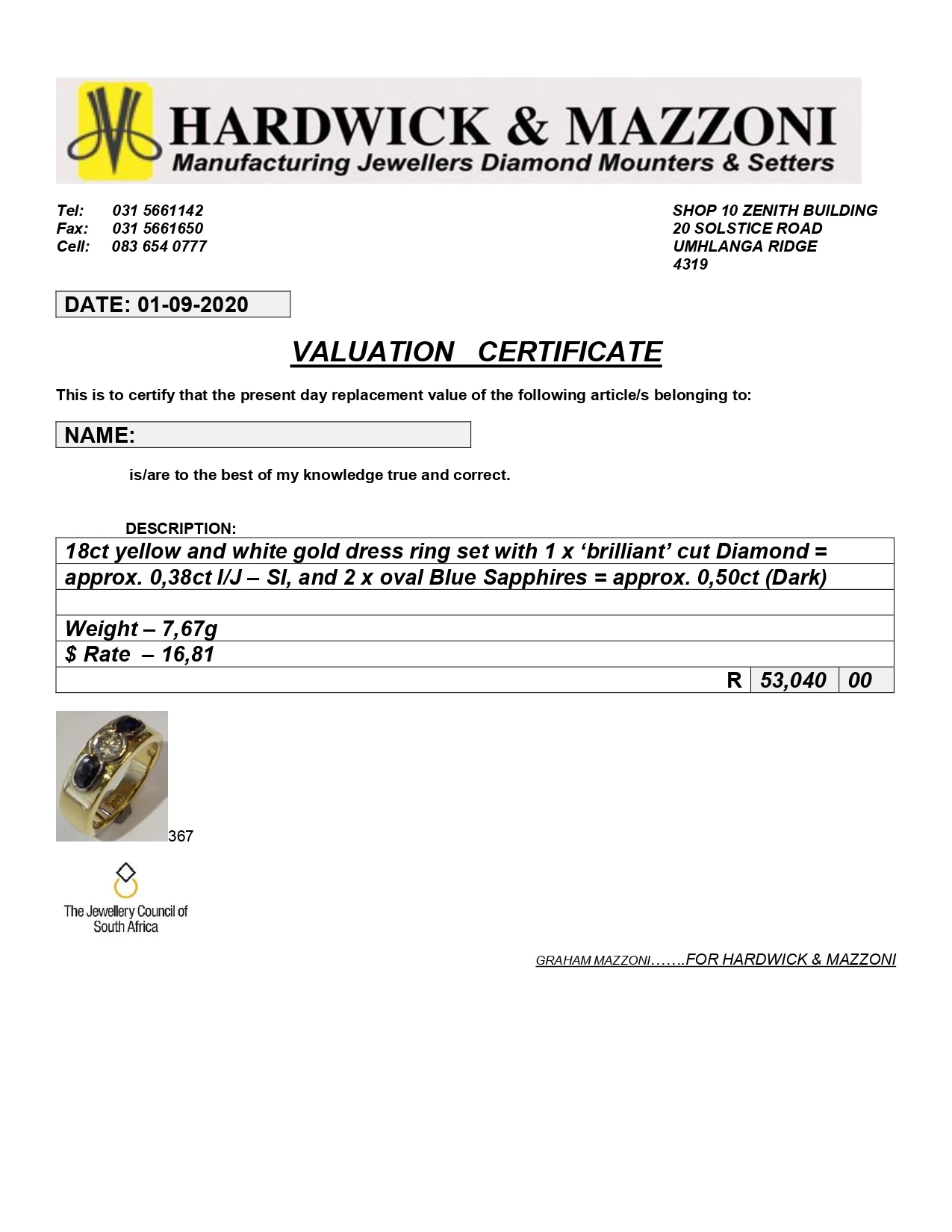 Classic 18ct Gold, Diamond and Sapphire Ring