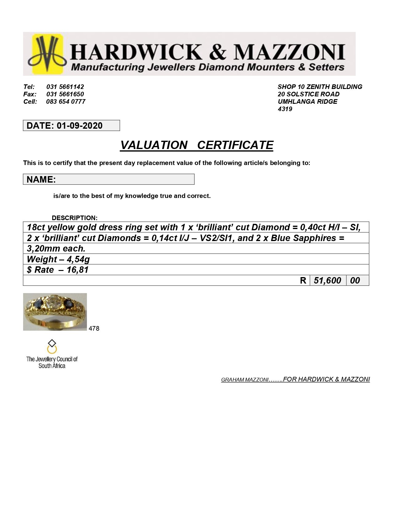 Vintage 18ct Gold, Diamond and Sapphire Dress Ring