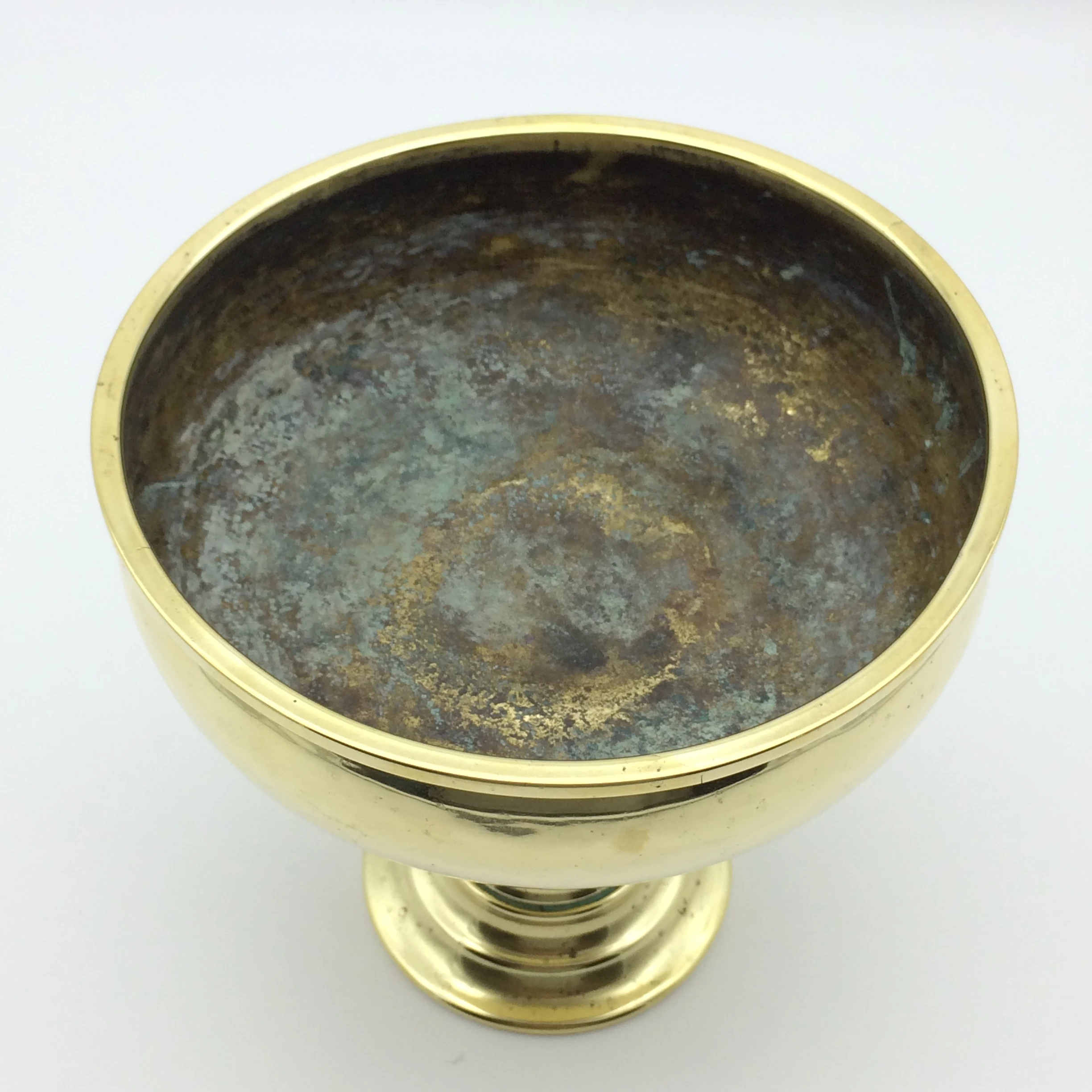 Early Brass Pedestal Fruit Bowl or Planter