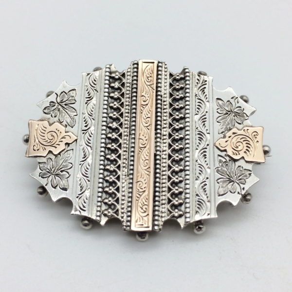 Fabulous Victorian Silver & Gold Sweetheart Locket Brooch