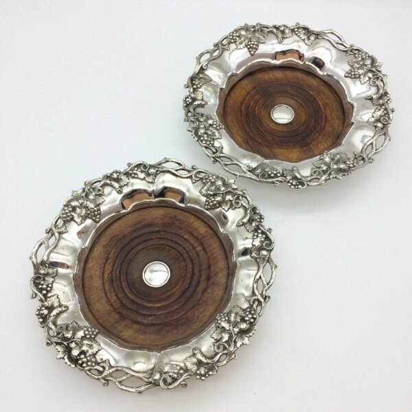 Magnificent Pair of Victorian Silver-Plated Wine Coasters