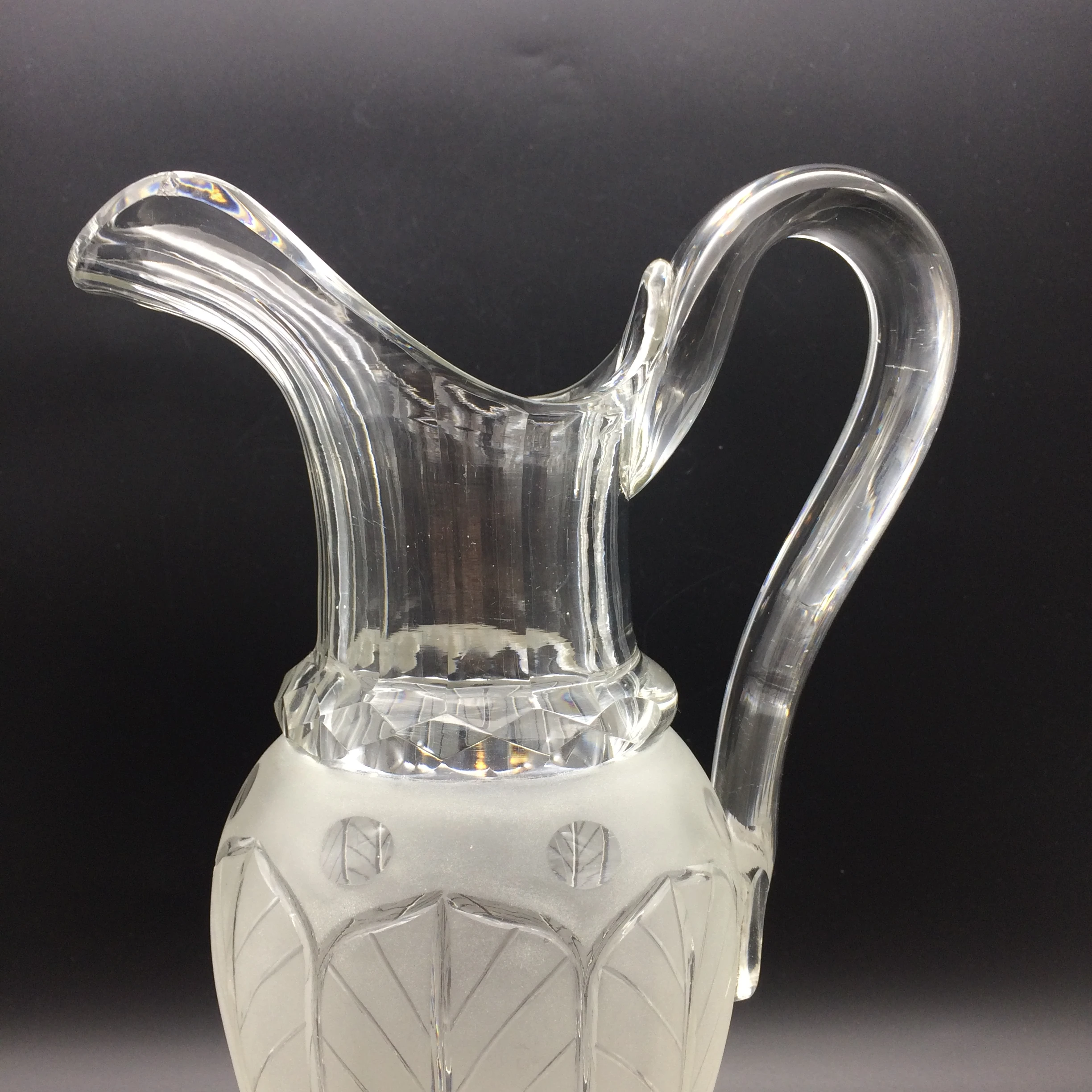 Awesome Large Vintage Acid Etched Crystal Jug
