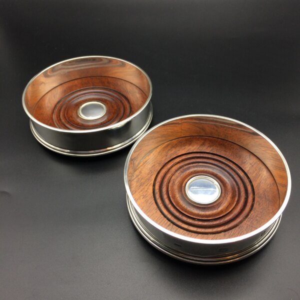 Stunning Pair of Sterling Silver Wine Coasters