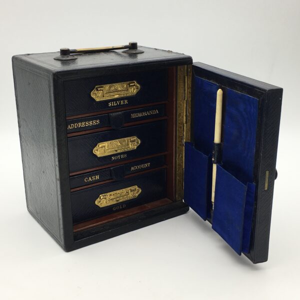 Very Rare Antique ‘Miniature Leather Desktop Safe’