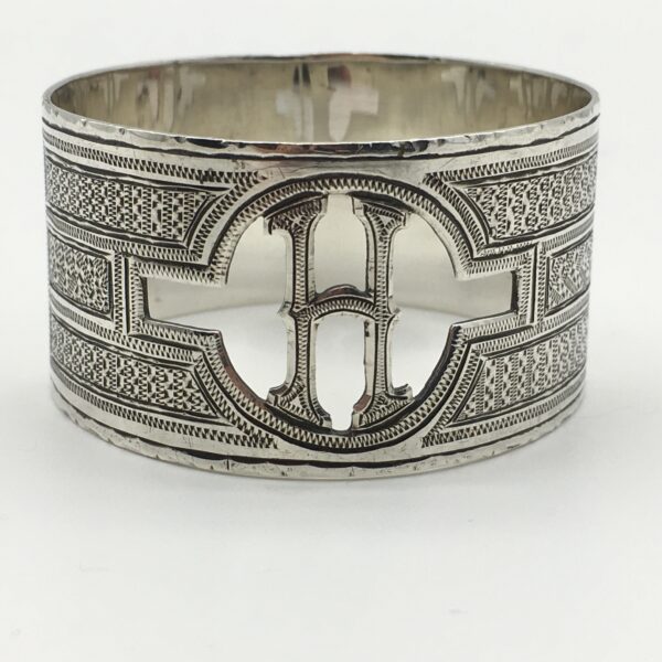 Unusual Vintage Sterling Silver ‘H’ Napkin Ring