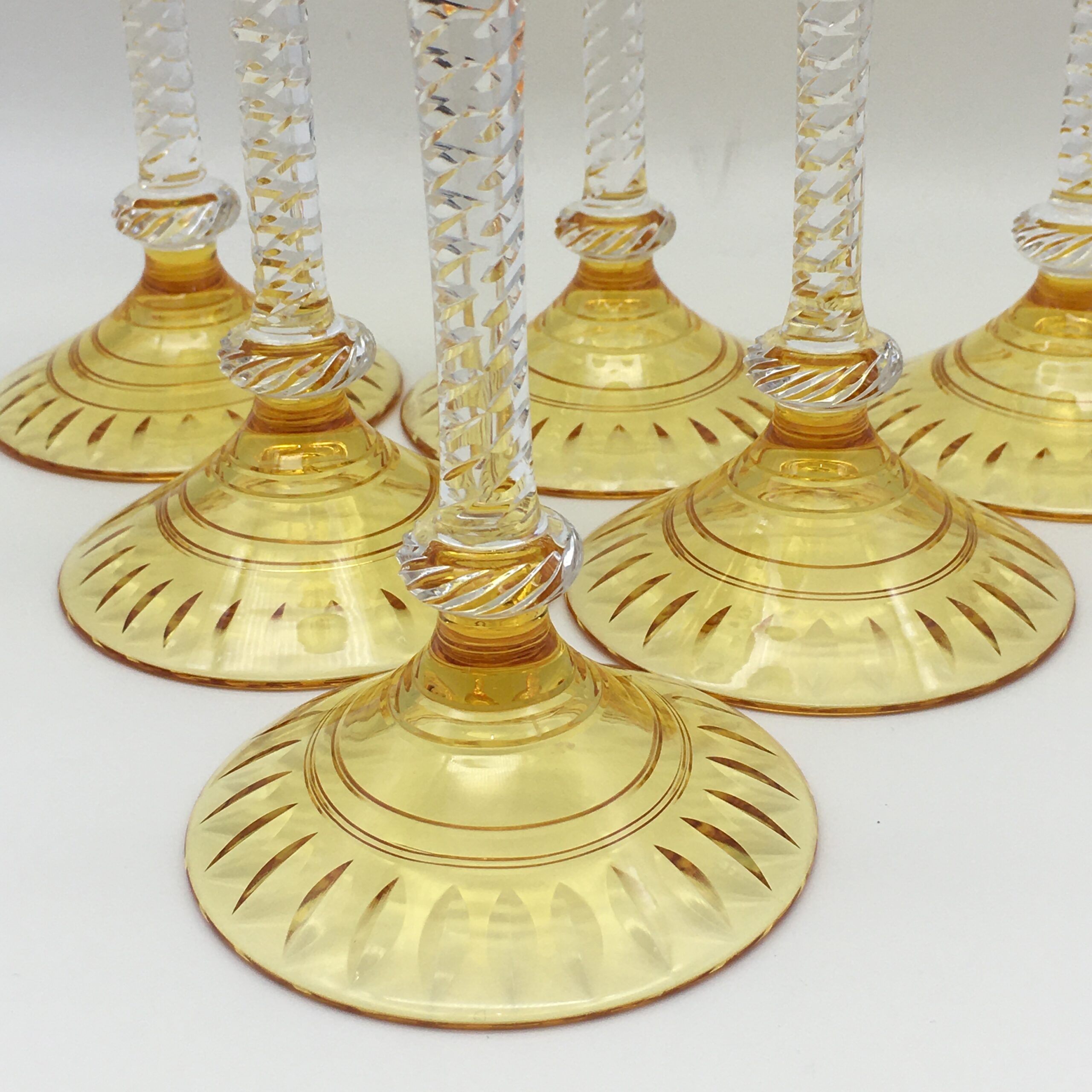 Rare Amazing Set of ‘Stuart Crystal’ Amber Hock/Wine Glasses - Image 6