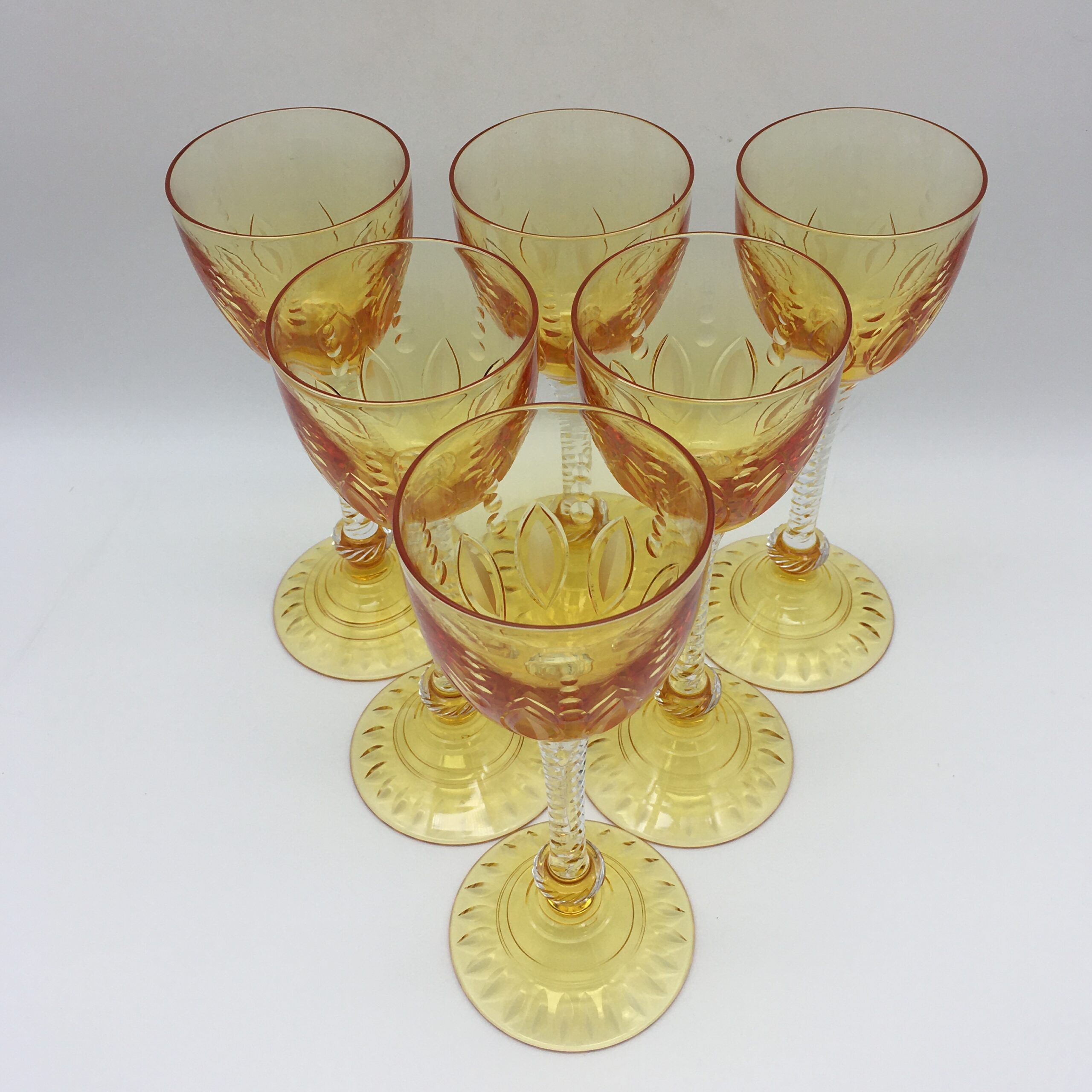 Rare Amazing Set of ‘Stuart Crystal’ Amber Hock/Wine Glasses - Image 5