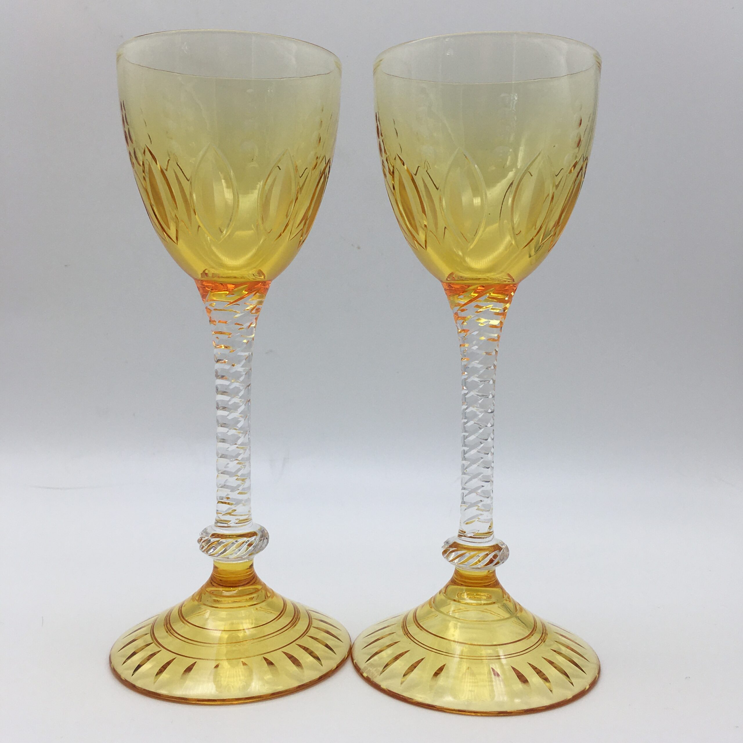 Rare Amazing Set of ‘Stuart Crystal’ Amber Hock/Wine Glasses - Image 2