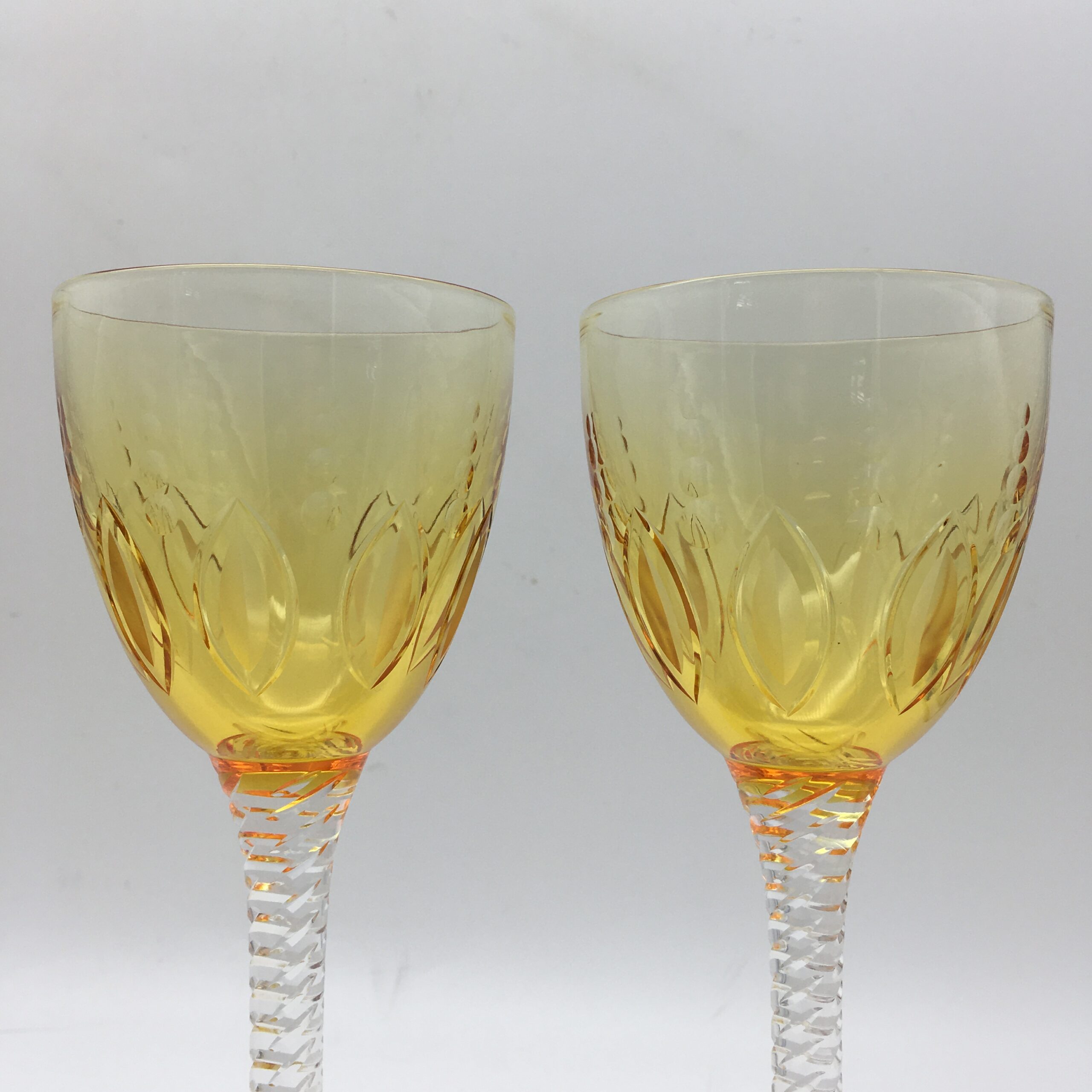 Rare Amazing Set of ‘Stuart Crystal’ Amber Hock/Wine Glasses - Image 3