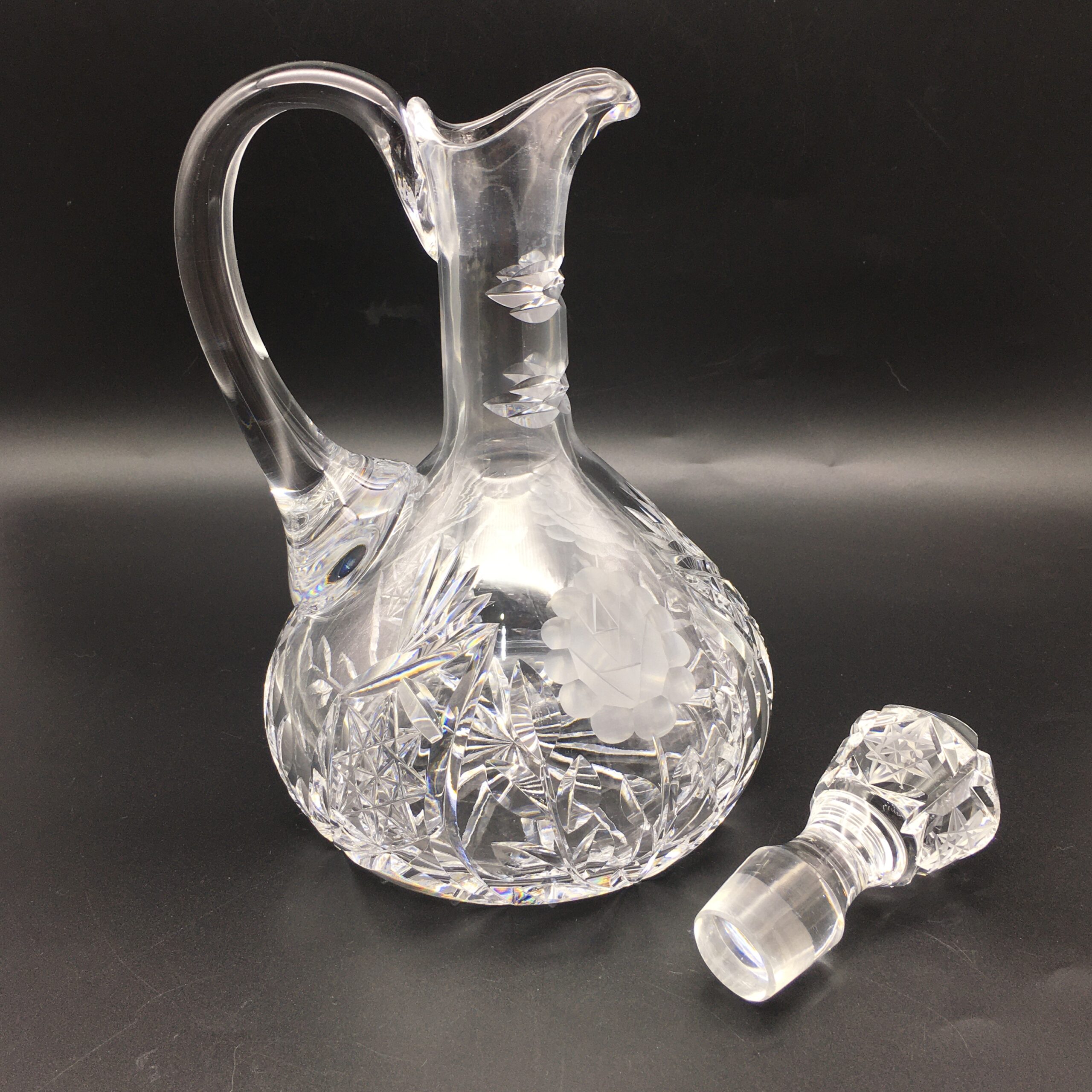 Vintage ‘Rose-Cut’ Crystal Claret Jug & Stopper - Image 6