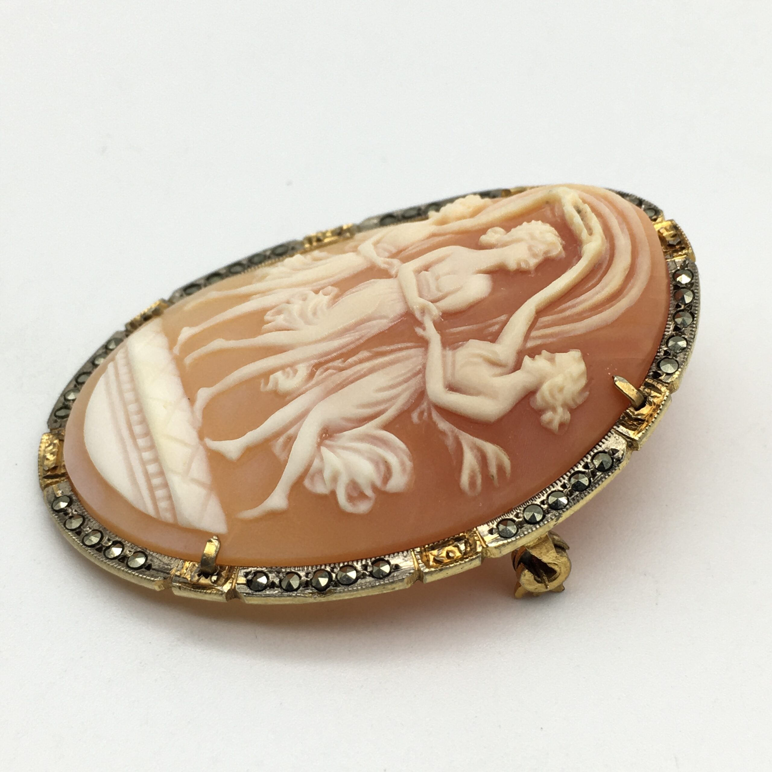 Gorgeous Silver & Marcasite Cameo Brooch or Pendant - Image 3