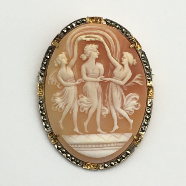 Gorgeous Silver & Marcasite Cameo Brooch or Pendant