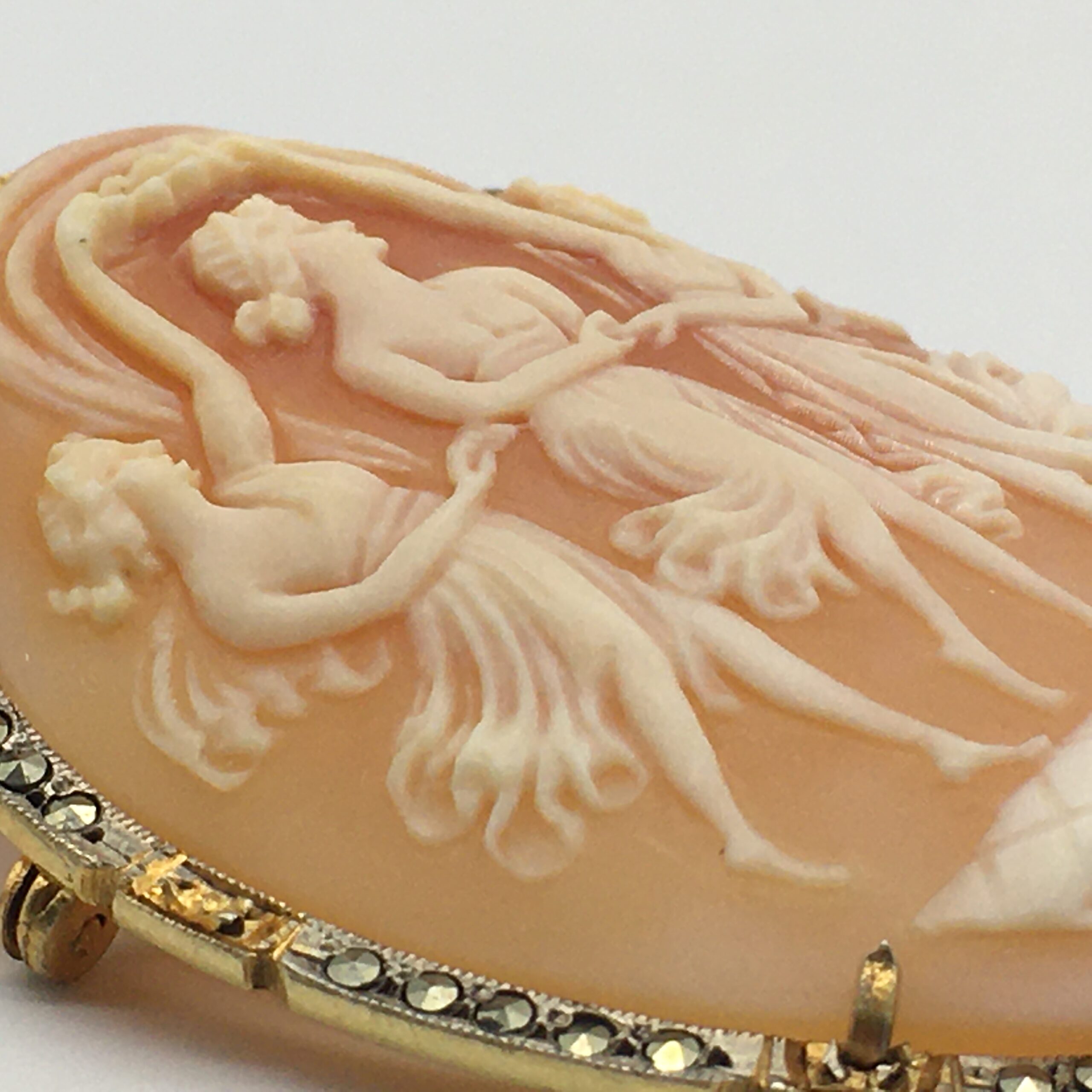 Gorgeous Silver & Marcasite Cameo Brooch or Pendant - Image 4