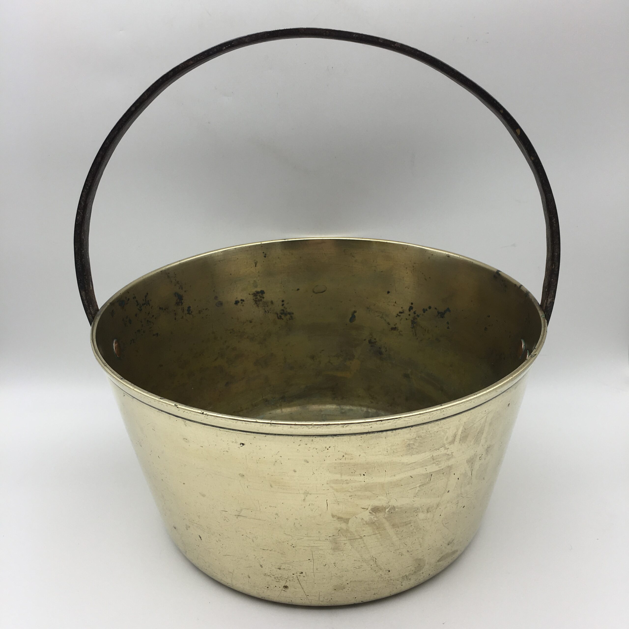 Large Antique Brass & Iron Jam Pot - Image 6