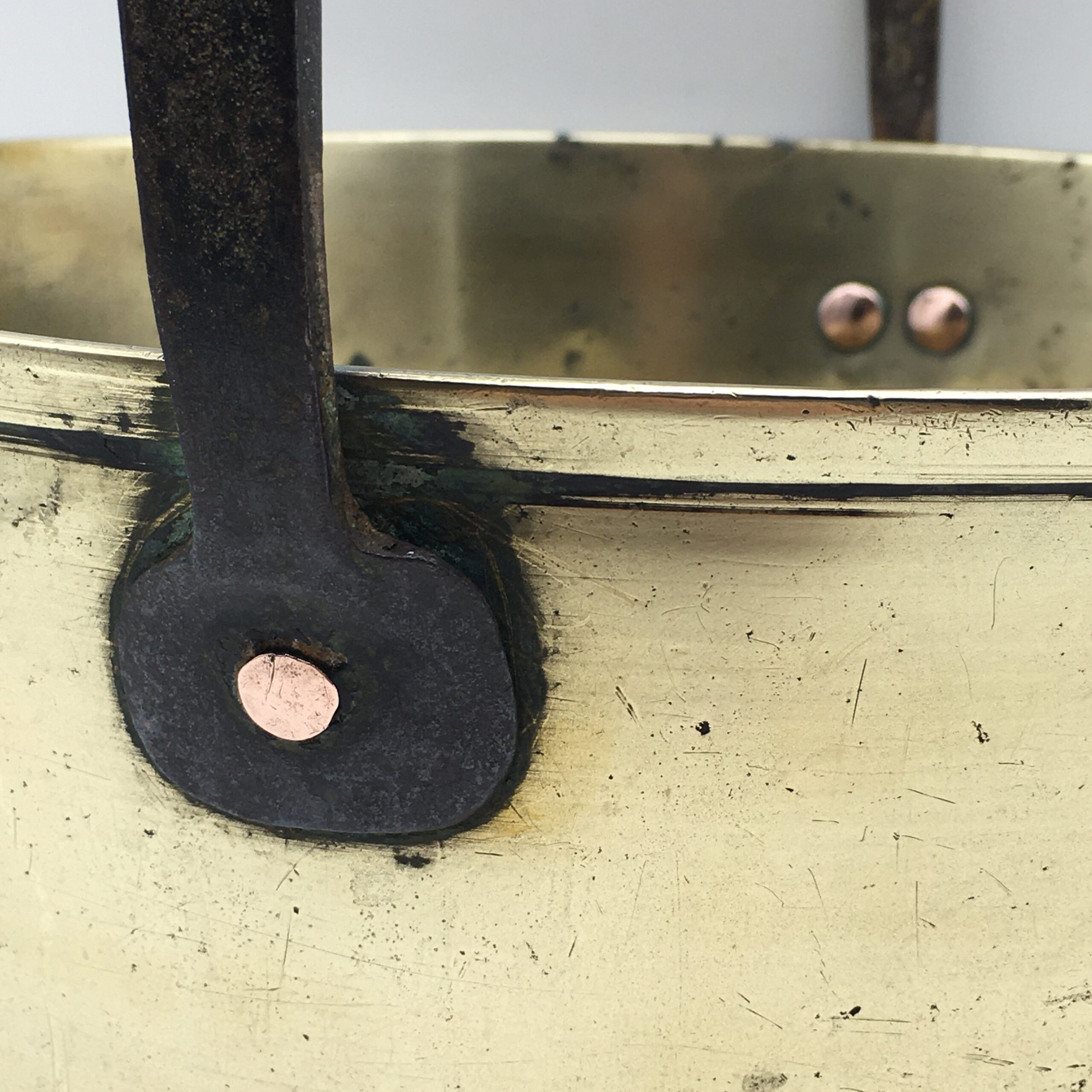 Large Antique Brass & Iron Jam Pot - Image 3