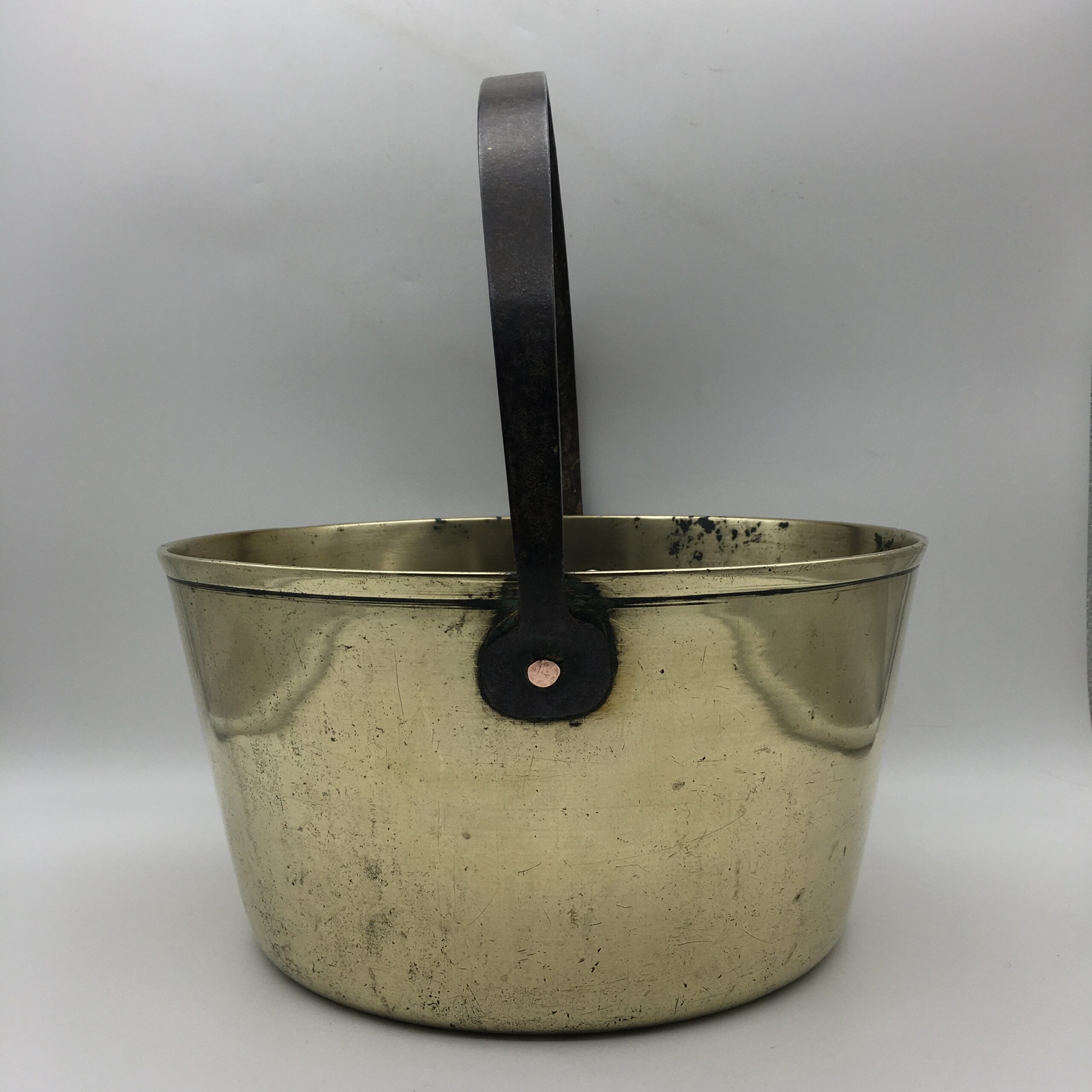 Large Antique Brass & Iron Jam Pot - Image 2