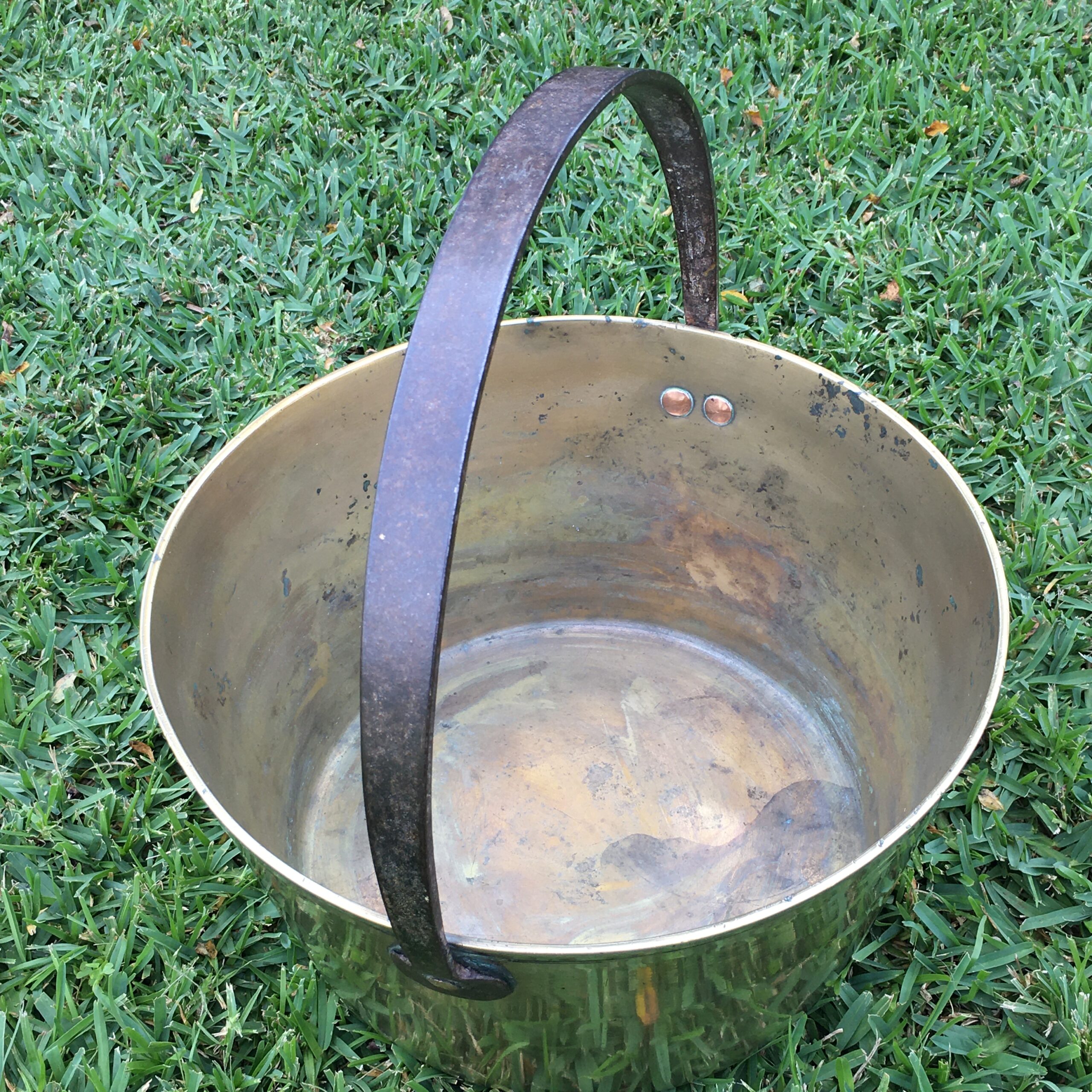 Large Antique Brass & Iron Jam Pot - Image 7
