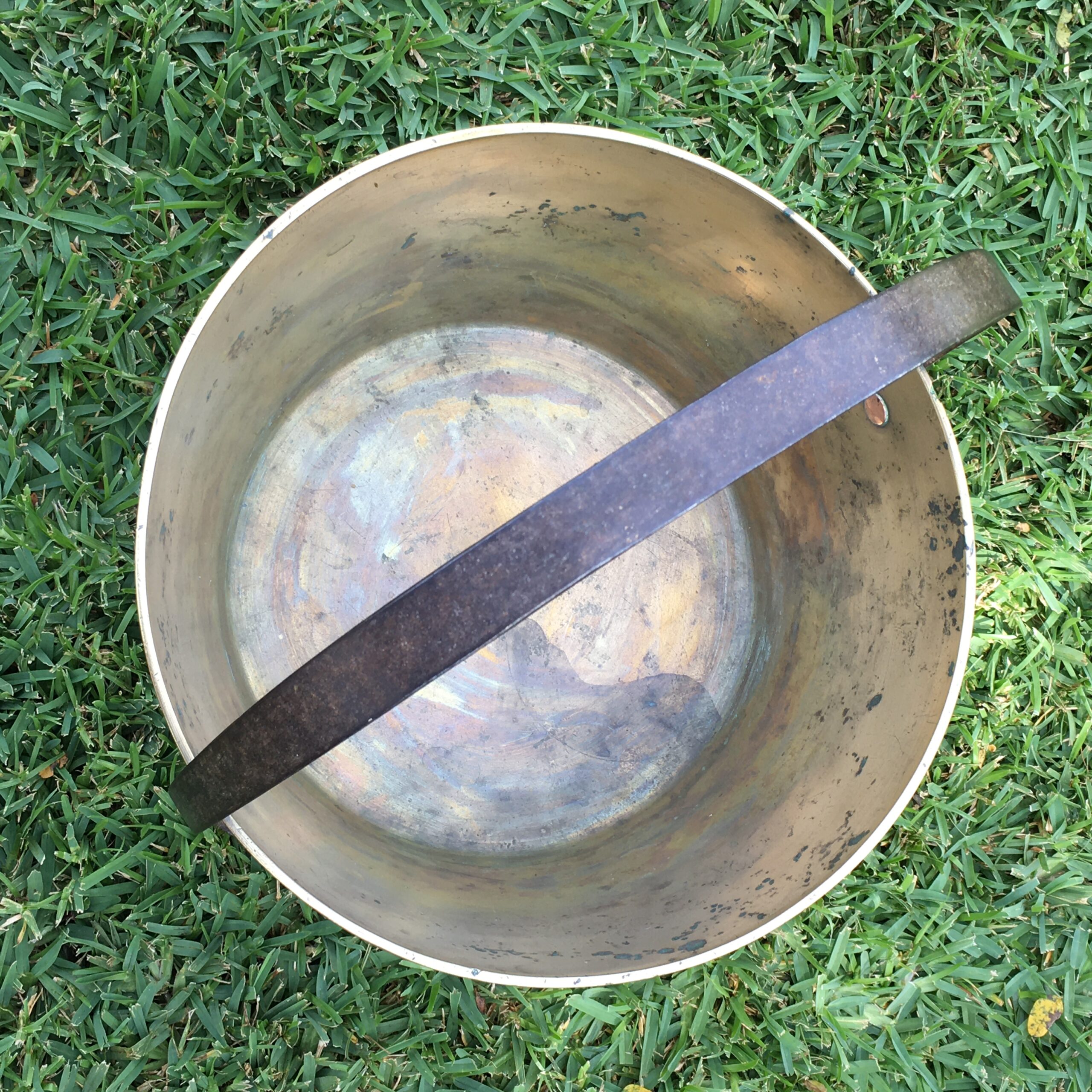 Large Antique Brass & Iron Jam Pot - Image 9