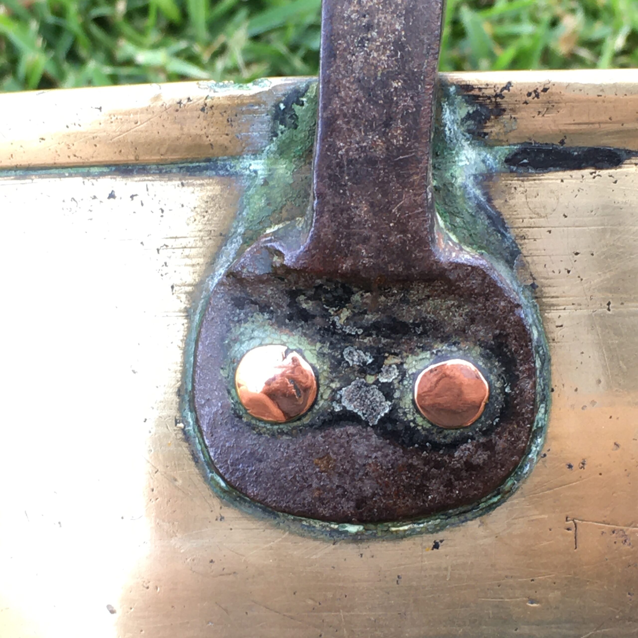 Large Antique Brass & Iron Jam Pot - Image 4