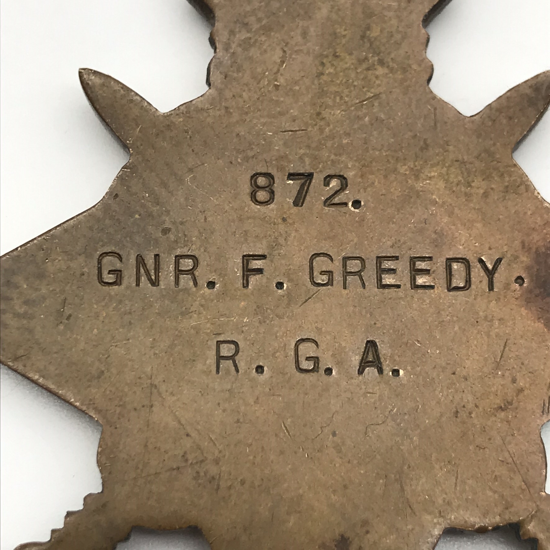 WW1 Medal Trio – ‘GNR. F. GREEDY’ – ‘R.G.A. & R.A.’ (SR - 872) - Image 5