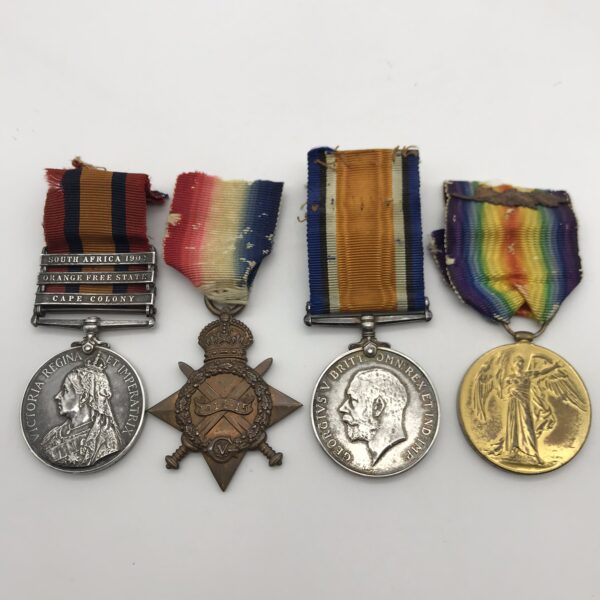Boer War Group – ‘Q.S.A. & WW1 Medal Trio’ 2/LT. P.J. HARRISS (M.I.D.)