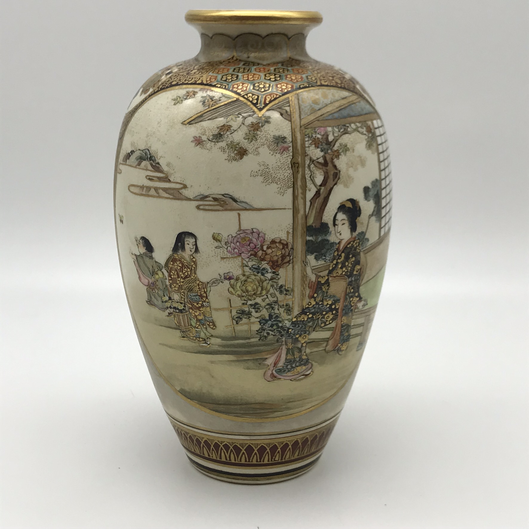 Antique ‘Satsuma’ Pottery Vase (Signed)